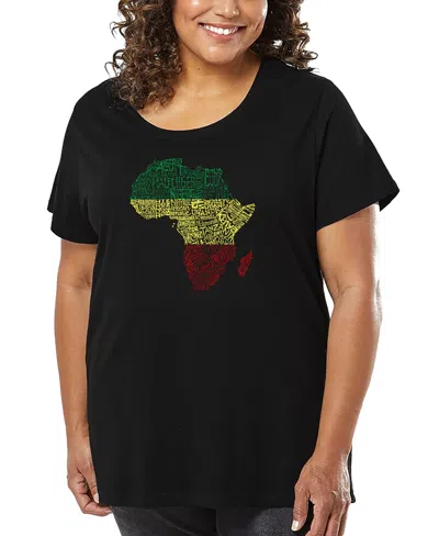 La Pop Art Plus Size Countries In Africa Word Art T-shirt In Black