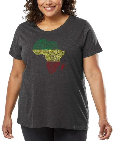 La Pop Art Plus Size Countries In Africa Word Art T-shirt In Gray