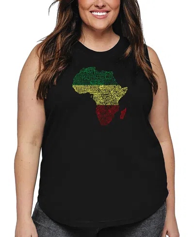 La Pop Art Plus Size Countries In Africa Word Art Tank Top In Black