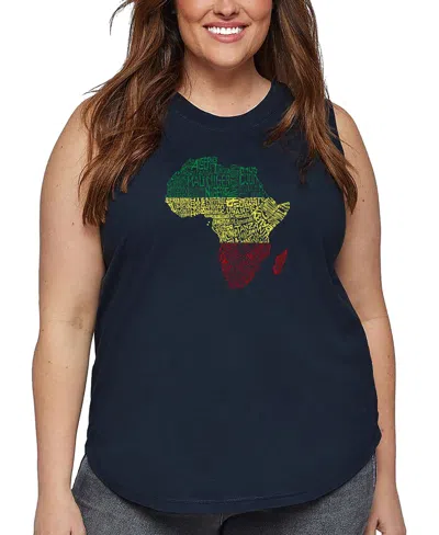 La Pop Art Plus Size Countries In Africa Word Art Tank Top In Blue