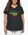 La Pop Art Plus Size Countries In Africa Word Art V-neck T-shirt In Black