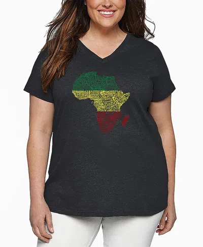 La Pop Art Plus Size Countries In Africa Word Art V-neck T-shirt In Black