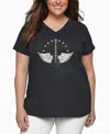 La Pop Art Plus Size Country Female Singers Word Art V-neck T-shirt In Gray