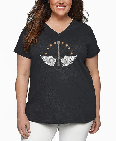 La Pop Art Plus Size Country Female Singers Word Art V-neck T-shirt In Gray