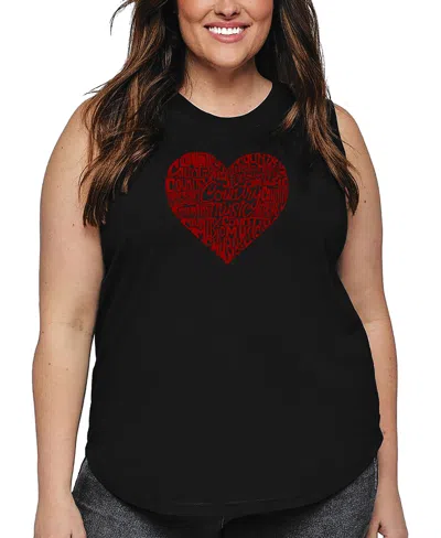 LA POP ART PLUS SIZE COUNTRY MUSIC HEART WORD ART TANK TOP
