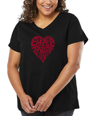 LA POP ART PLUS SIZE CRAZY LITTLE THING CALLED LOVE WORD ART V-NECK T-SHIRT