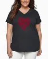 La Pop Art Plus Size Crazy Little Thing Called Love Word Art V-neck T-shirt In Gray