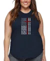 La Pop Art Plus Size Cross Flag Word Art Tank Top In Blue
