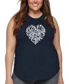La Pop Art Plus Size Cursive Heart Word Art Tank Top In Blue