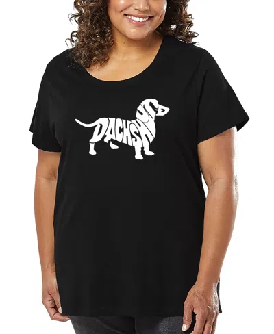 La Pop Art Plus Size Dachshund Word Art T-shirt In Black