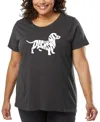 La Pop Art Plus Size Dachshund Word Art T-shirt In Gray