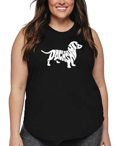 La Pop Art Plus Size Dachshund Word Art Tank Top In Black