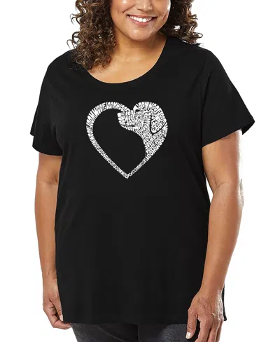 La Pop Art Plus Size Dog Heart Word Art T-shirt In Black