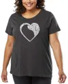 La Pop Art Plus Size Dog Heart Word Art T-shirt In Gray
