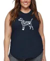 La Pop Art Plus Size Dog Paw Prints Word Art Tank Top In Blue