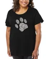 La Pop Art Plus Size Dog Paw Word Art T-shirt In Black
