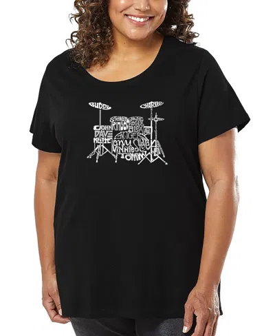 La Pop Art Plus Size Drums Word Art T-shirt In Black