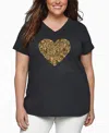 La Pop Art Plus Size Fall Vibes Word Art V-neck T-shirt In Gray