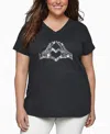 La Pop Art Plus Size Crazy Little Thing Called Love Word Art V-neck T-shirt In Gray