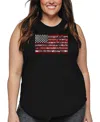 La Pop Art Plus Size Fireworks American Flag Word Art Tank Top In Black