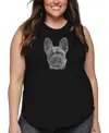 La Pop Art Plus Size French Bulldog Word Art Tank Top In Black
