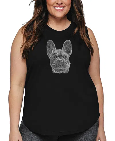 La Pop Art Plus Size French Bulldog Word Art Tank Top In Black