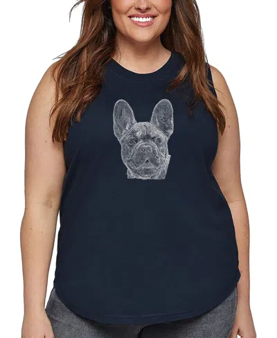 La Pop Art Plus Size French Bulldog Word Art Tank Top In Blue