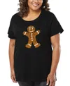 La Pop Art Plus Size Gingerbread Word Art T-shirt In Black