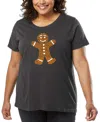 La Pop Art Plus Size Gingerbread Word Art T-shirt In Gray
