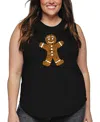La Pop Art Plus Size Gingerbread Word Art Tank Top In Black
