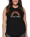 La Pop Art Plus Size Good Vibes Word Art Tank Top In Black