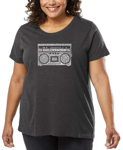 La Pop Art Plus Size Greatest Rap Hits Of The 1980's Word Art T-shirt In Gray