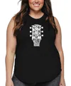 La Pop Art Plus Size Guitar Head Music Genres Word Art Tank Top In Black