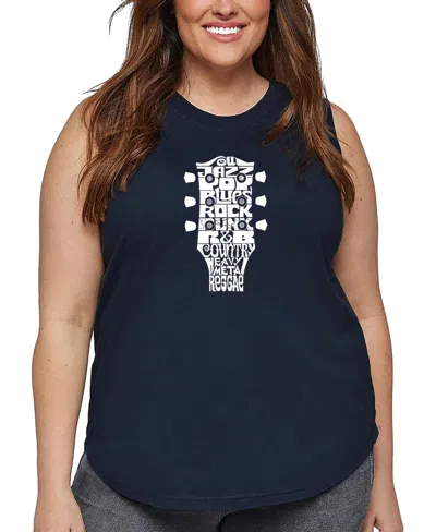 La Pop Art Plus Size Guitar Head Music Genres Word Art Tank Top In Blue