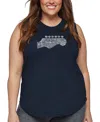 La Pop Art Plus Size Guitar Head Word Art Tank Top In Blue