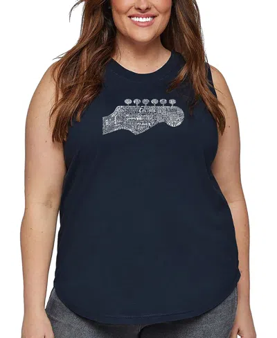 La Pop Art Plus Size Guitar Head Word Art Tank Top In Blue