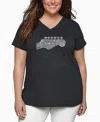 La Pop Art Plus Size Crazy Little Thing Called Love Word Art V-neck T-shirt In Gray