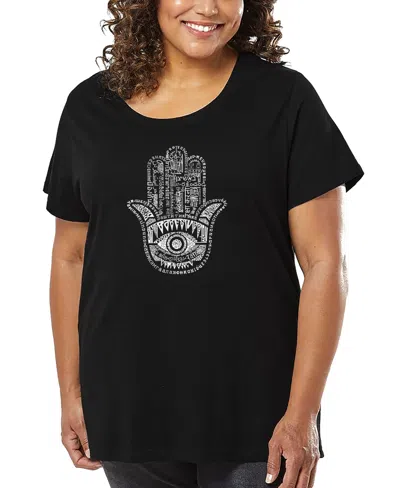 LA POP ART PLUS SIZE HAMSA WORD ART T-SHIRT