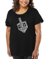 La Pop Art Plus Size Hanukkah Dreidel Word Art T-shirt In Black