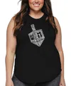La Pop Art Plus Size Hanukkah Dreidel Word Art Tank Top In Black