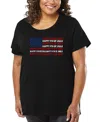 La Pop Art Plus Size Happy 4th Of July Word Art T-shirt In Black