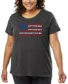 La Pop Art Plus Size Happy 4th Of July Word Art T-shirt In Gray