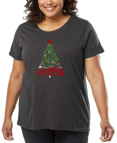 La Pop Art Plus Size Have Yourself A Merry Little Christmas Word Art T-shirt In Gray