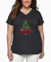 La Pop Art Plus Size Have Yourself A Merry Little Christmas Word Art V-neck T-shirt In Black