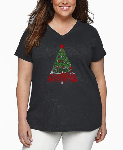 LA POP ART PLUS SIZE HAVE YOURSELF A MERRY LITTLE CHRISTMAS WORD ART V-NECK T-SHIRT
