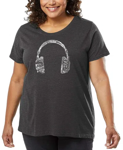 LA POP ART PLUS SIZE HEADPHONES LANGUAGES WORD ART T-SHIRT