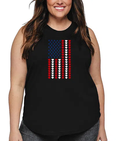 LA POP ART PLUS SIZE HEART FLAG WORD ART TANK TOP