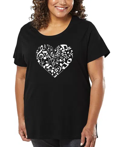 La Pop Art Plus Size Heart Notes Art T-shirt In Black