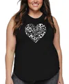 La Pop Art Plus Size Heart Notes Word Art Tank Top In Black