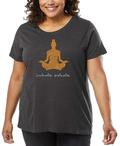 La Pop Art Plus Size Inhale Exhale Word Art T-shirt In Black